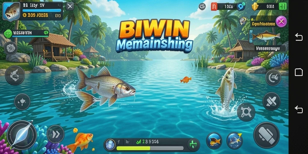 Tangkapan ikan di laut yang menakjubkan dalam gameplay BIWIN.
