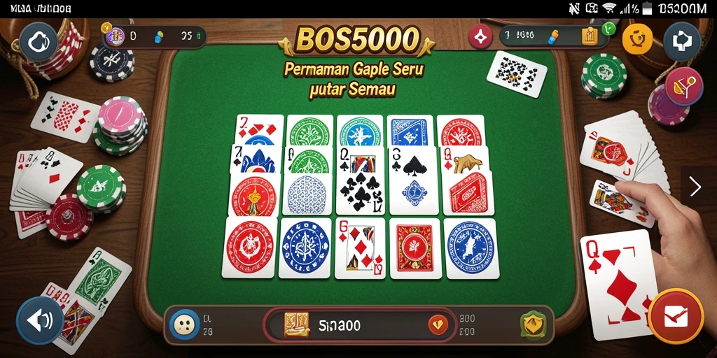 Screenshot menampilkan gameplay seru Gaple di BOS5000.