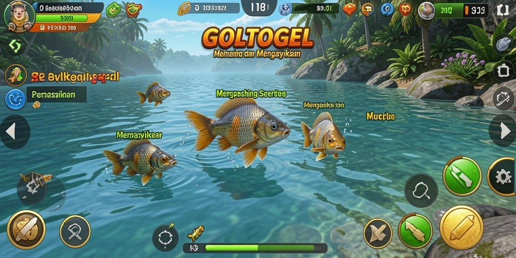 Tangkapan ikan berwarna-warni dalam aksi gameplay GOLTOGEL.