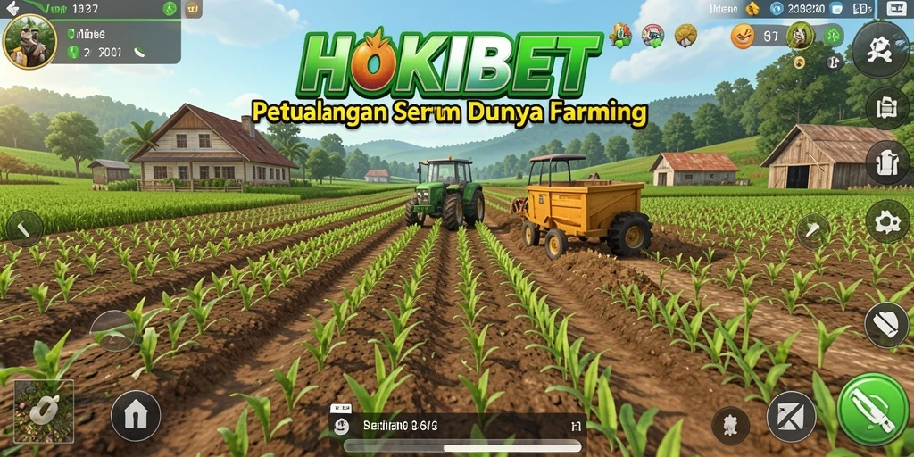 Screenshot gameplay HOKIBET yang menampilkan aktivitas bertani yang seru.