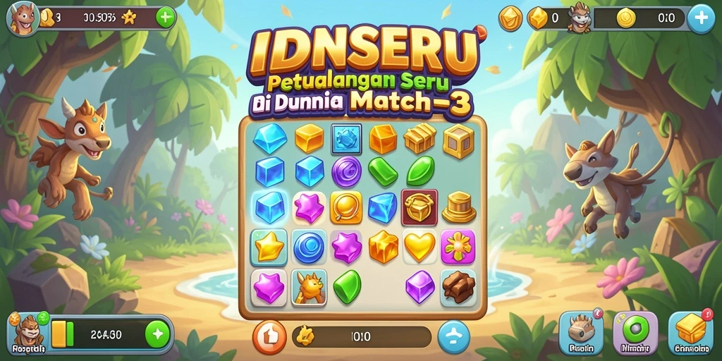 Tampilan gameplay seru dalam IDNSERU saat mencocokkan item.