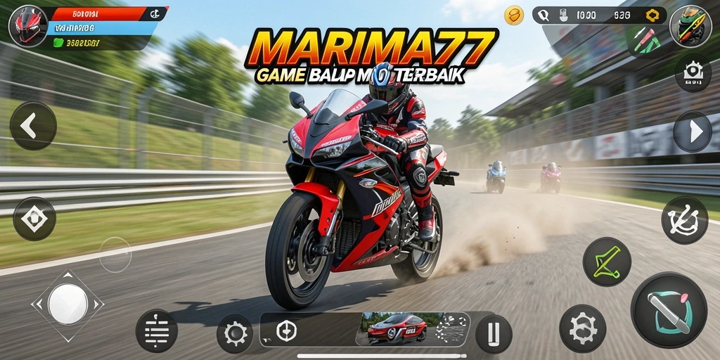 Gameplay MARIMA77 yang mendebarkan di lintasan balap.